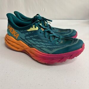 Hoka Speedgoat 5 trail running shoes Color Deep Lake and Ceramic Women Size 9B